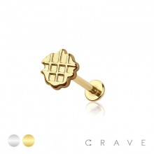 WAFFLE TOP THREADLESS (PUSH IN) 316L SURGICAL STEEL LABRET SET